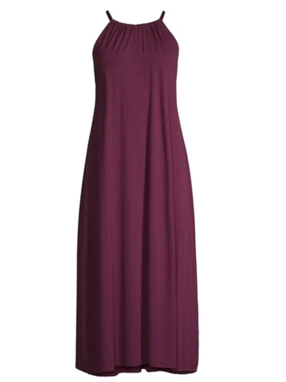 Eileen Fisher Fine Jersey Deep Plum Sleeveless Halter Maxi Dress
